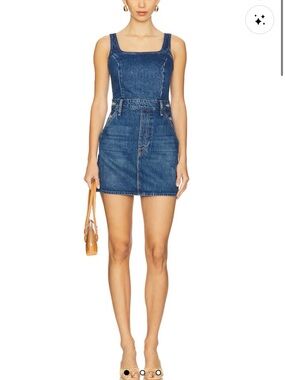 MOTHER Blue Denim Mini Pinafore